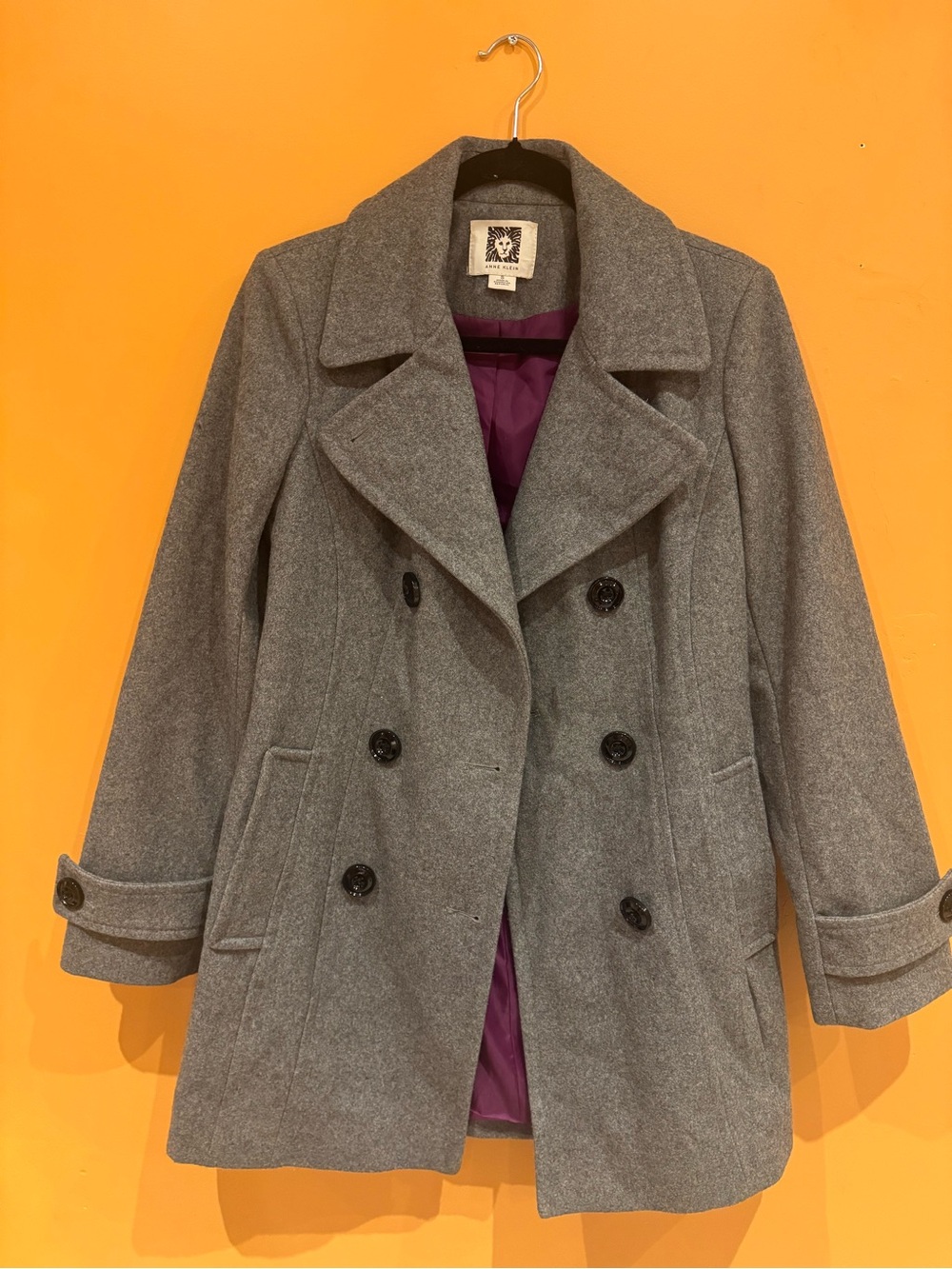 ANNE KLEIN Women's Gray Wool-Blend Peacoat - Unbranded